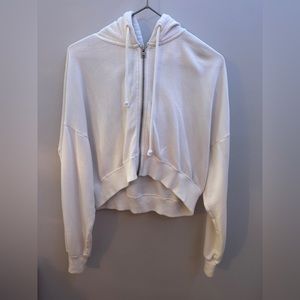 White Hollister cropped zip up